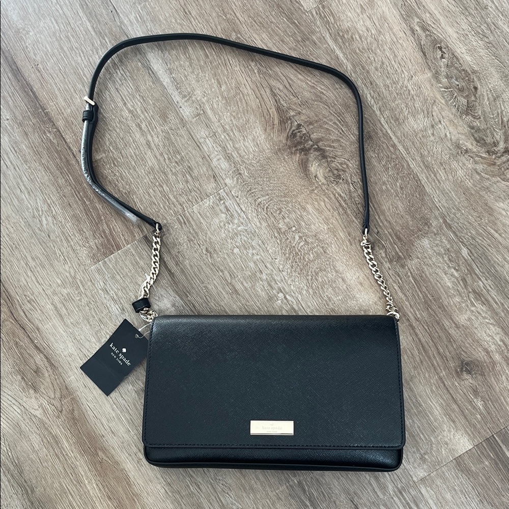 NWT Kate Spade Black Leather Convertible Crossbody Bag